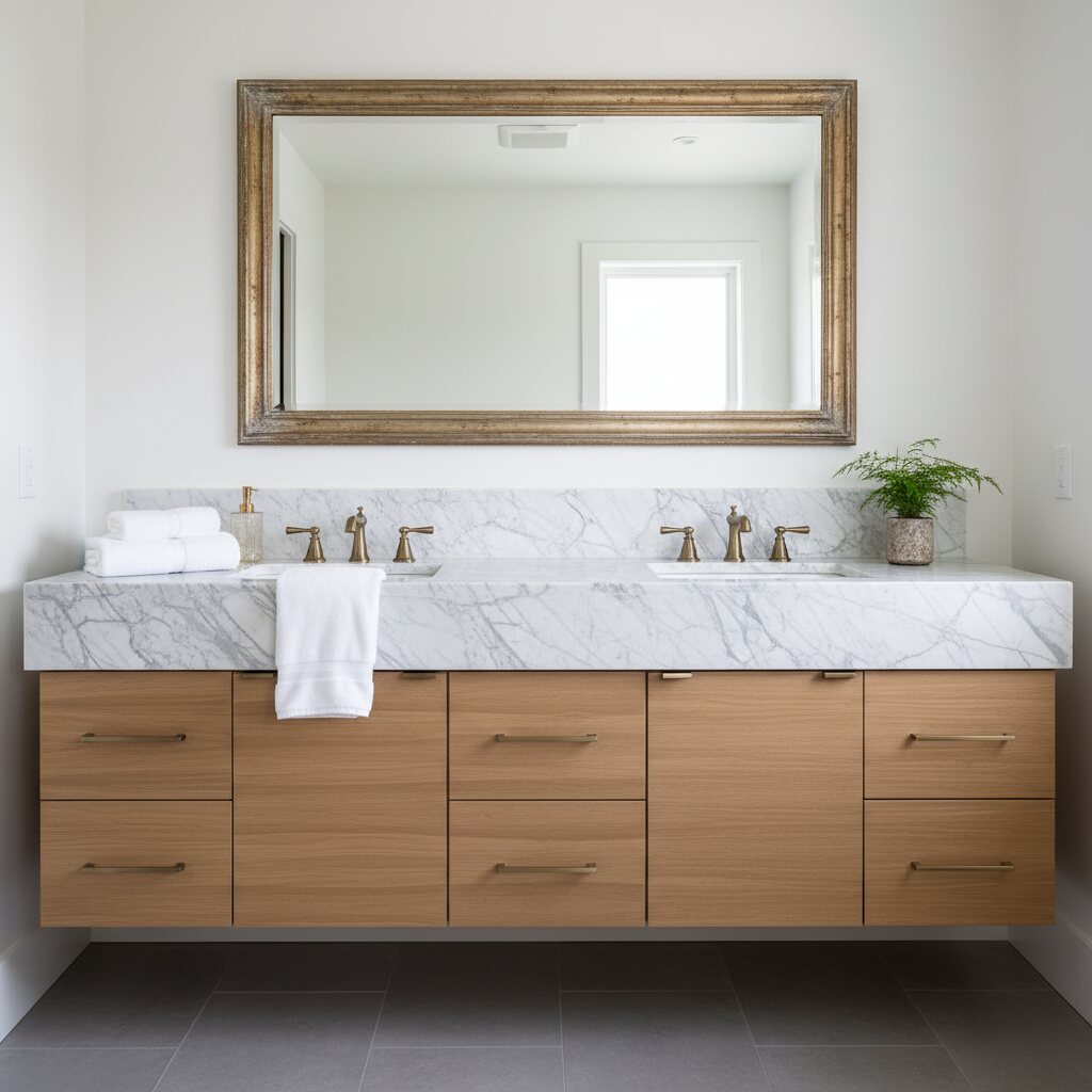 Marble double-sink vanity